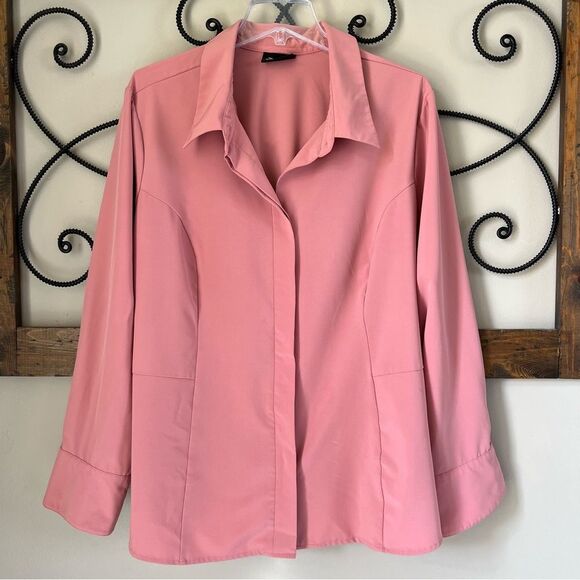 Lane Bryant Classic Button Long Sleeve Mauve Career Casual Blouse PLUS 24-26 - Picture 1 of 11